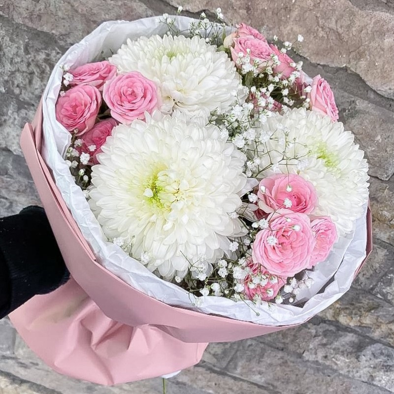 Д-40а Букет из Хризантем, роз и гипсофилы
