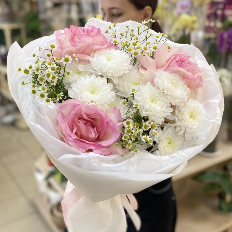 Д-42в Букет из Хризантем, роз и танацетума