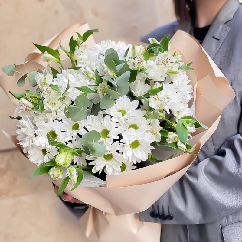 Д-43а Букет из хризантем и альстромерий