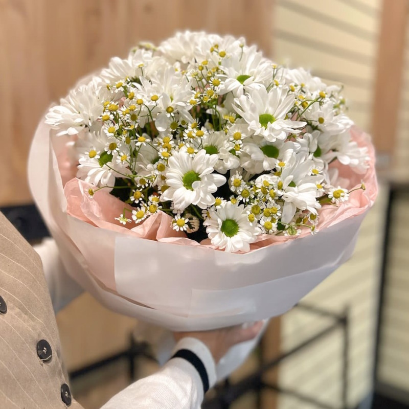 Д-45в Букет из кустовой хризантемы и танацетума