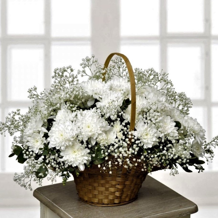 Д-75а Корзина с хризантемой и гипсофилой